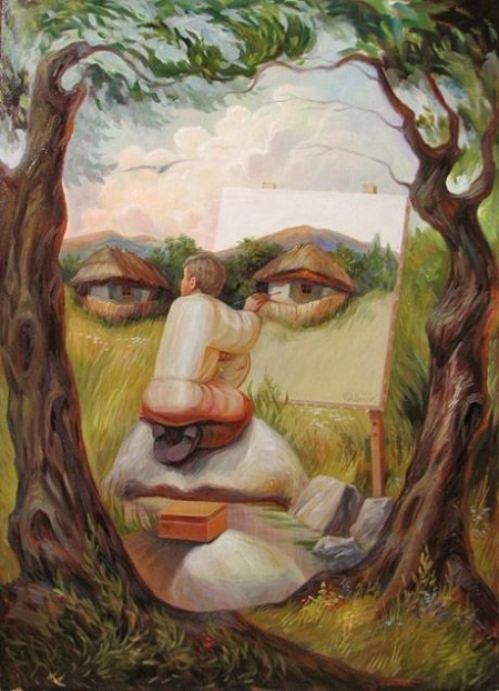 amazing illusion painting self portrait under the lindens 2011